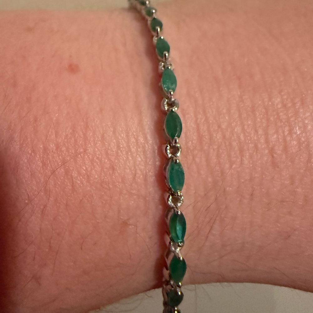 3.24 CTW natural Zambian Emerald tennis bracelet, 925 sterling silver
